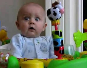 Link to "Baby petrified as his mam blows her nose"