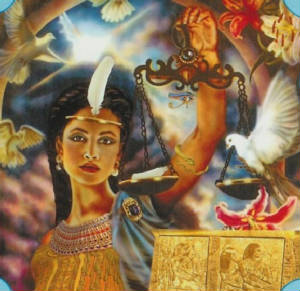 Goddess Maat hold the Cosmic Balance between Truth and Justice