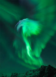 The making of a flying dragon - aurora boreal for the Chinese new year.