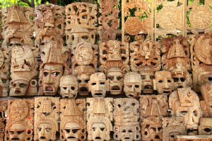 wooden masks - each one speak, for a different god.