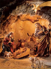 Tipical Chrismas portal with the birth if Jesus