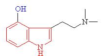 The hydrolysed form of psilocybin with the change shown in blue